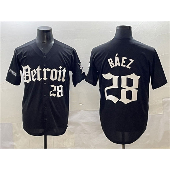 seanshop Detroit Tigers #28 Javier B¨¢ez Black  'Motor Gothic Edition' Vapor Premier Limited Stitched Jersey