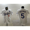 seanshop Los Angeles Dodgers #5 Freddie Freeman White Gold  2024 World Series With No. 34 Patch Home Limited Stitched Jersey