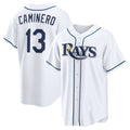 seanshop  Tampa Bay Rays #13 Junior Caminero White  Home Replica Jersey
