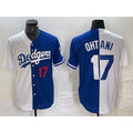 seanshop Los Angeles Dodgers #17 Shohei Ohtani Number White Blue  Two Tone Stitched Jersey 2