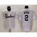 seanshop  New York Yankees #2 Derek Jeter White  Pinstripe Fashion Cool Base Jersey 3