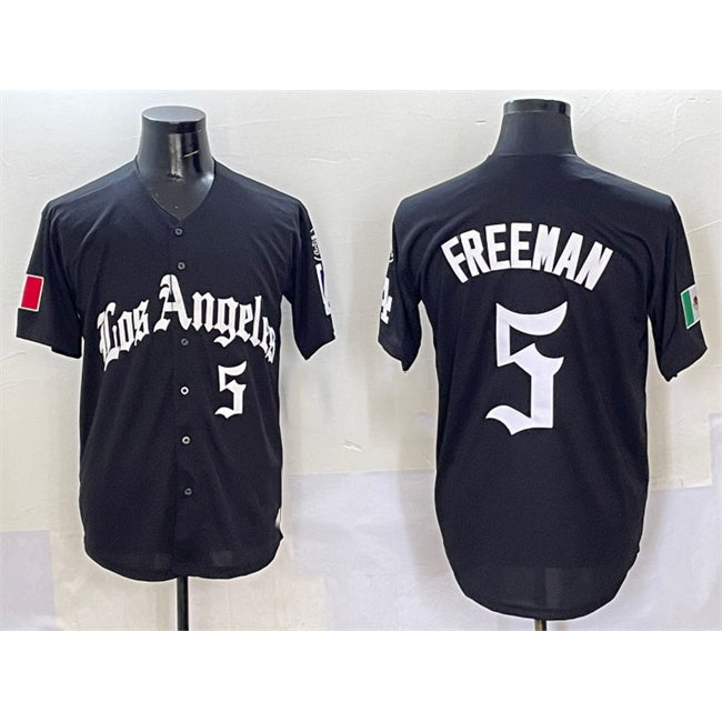 seanshop Los Angeles Dodgers #5 Freddie Freeman Black  Mexico 2025 LA Gothic Style With Fernando Patch Vapor Premier Limited Stitched Jersey