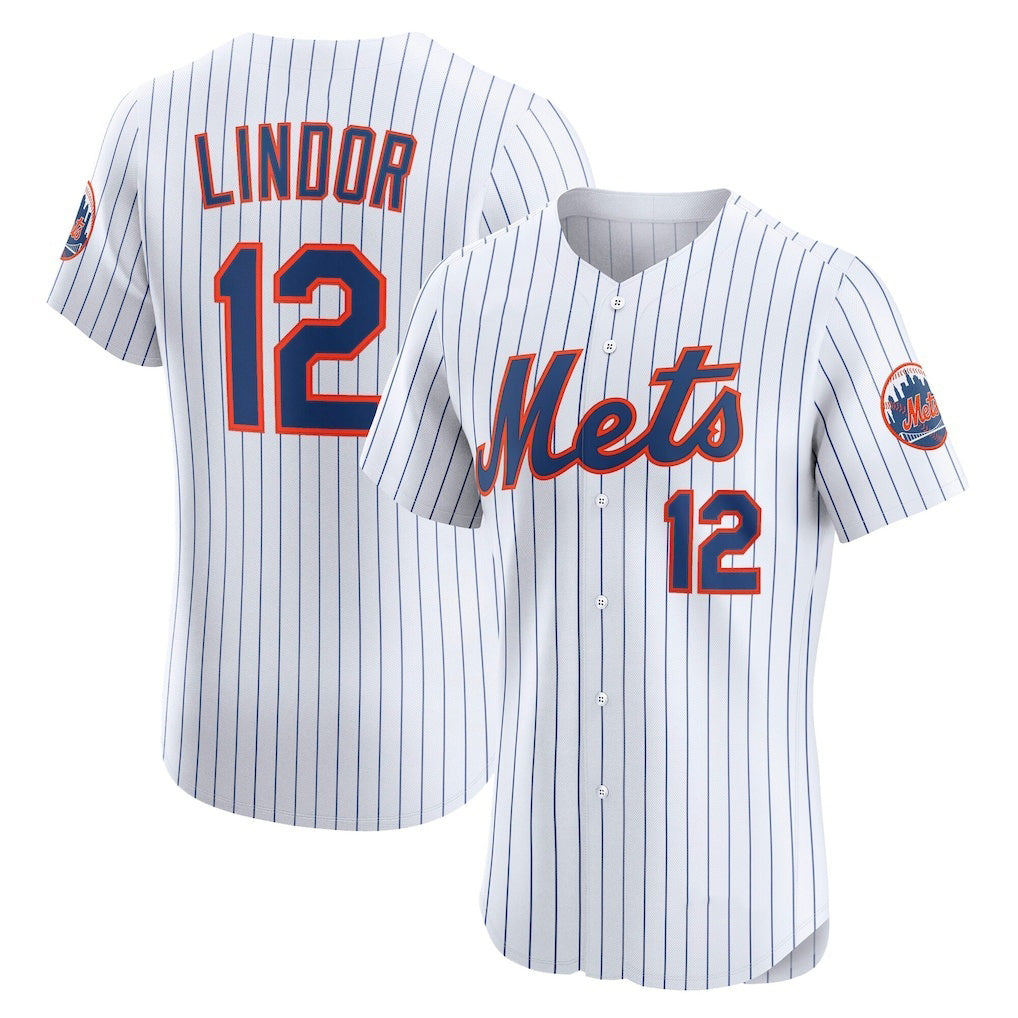 seanshop  New York Mets #12 Francisco Lindor White  Home Elite Player Jersey
