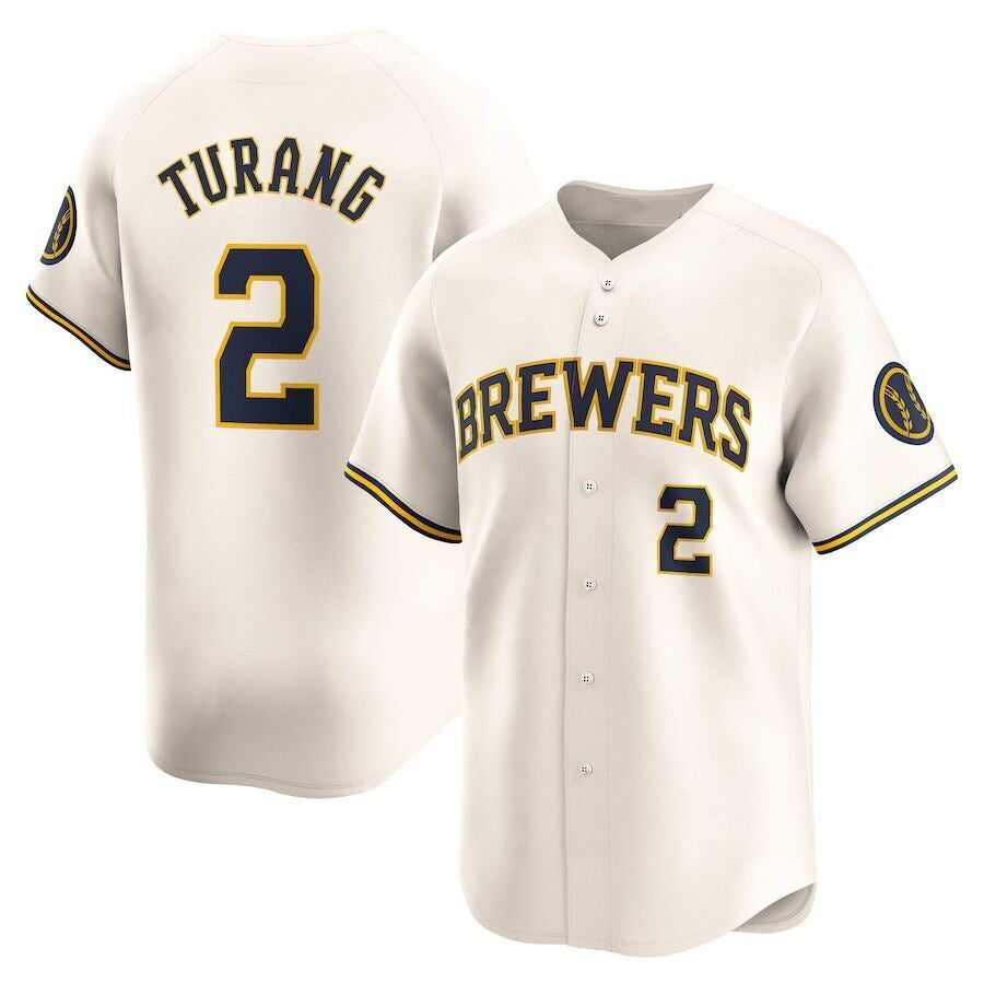 seanshop    Milwaukee Brewers #2 Brice Turang Cream  Limited Jersey