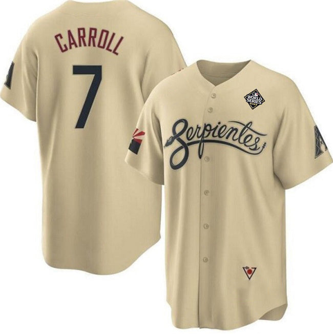 seanshop  Arizona Diamondbacks #7 Corbin Carroll Gold  2023 World Series City Connect Cool Base Stitched Jersey