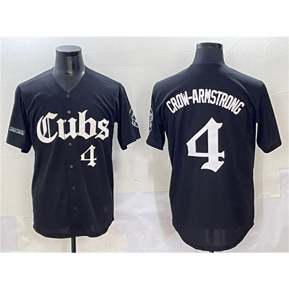 seanshop  Chicago Cubs #4 Pete Crow-Armstrong Black  'Gothic North Side Edition' Vapor Premier Limited Stitched Jersey