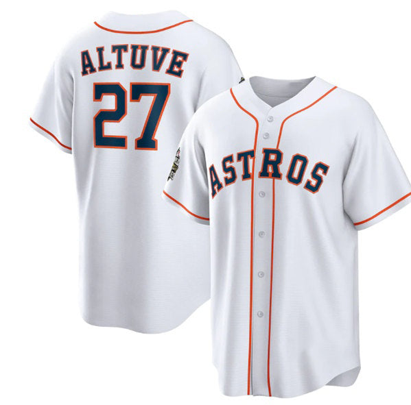 seanshop Houston Astros #27 Jose Altuve White  2022 World Series Home Stitched Jersey