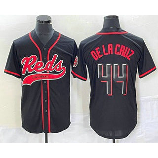 seanshop Cincinnati Reds #44 Elly De La Cruz Black  With Patch Cool Base Stitched Jersey