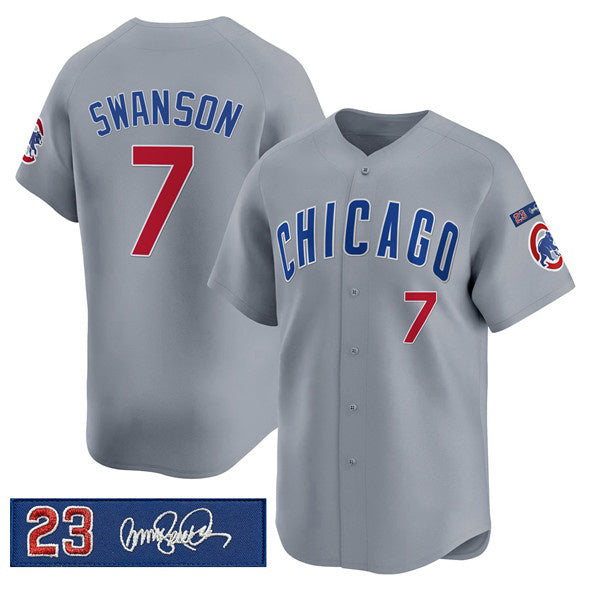 seanshop  Chicago Cubs #7 Dansby Swanson Gray  'Ryne Sandberg Tribute' Vapor Limited V3 Stitched Jersey