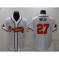 seanshop Atlanta Braves #27 Austin Riley 2022 White Gold  World Series Champions Program Cool Base Stitched Jersey