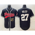 seanshop Atlanta Braves #27 Austin Riley Number Black  Cool Base Stitched Jersey