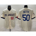 seanshop Los Angeles Dodgers #50 Mookie Betts Number Cream  2024 City Connect Limited Stitched Jersey 2