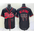 seanshop Cincinnati Reds #44 Elly De La Cruz Number Black  With Patch Cool Base Stitched Jersey
