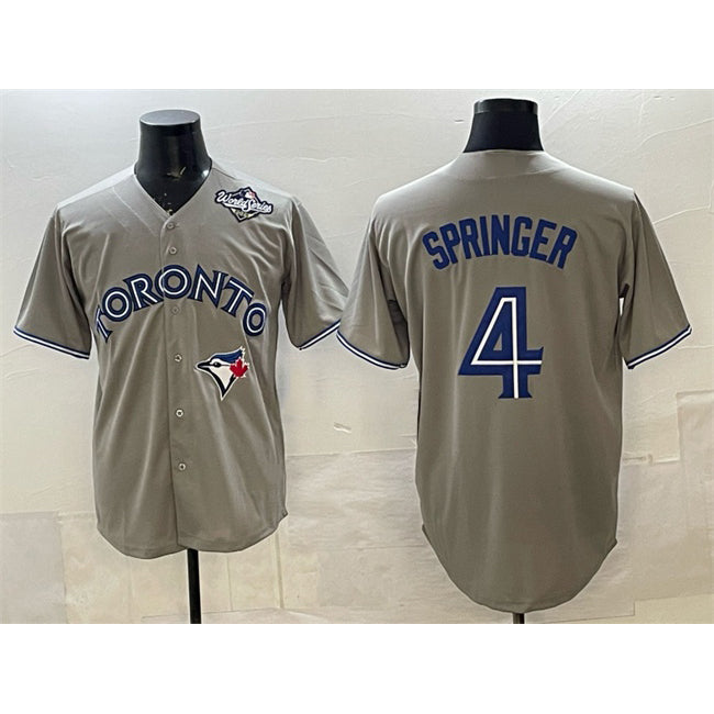 seanshop   Toronto Blue Jays #4 George Springer Gray  2025 World Series Cool Base Stitched Jersey