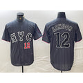 seanshop  New York Mets #12 Francisco Lindor Number Grey  2024 City Connect Cool Base Stitched Jerseys