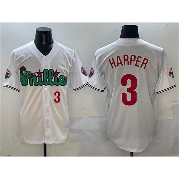 seanshop  Philadelphia Phillies #3 Bryce Harper White  Phanatic Limited Stitched Jersey