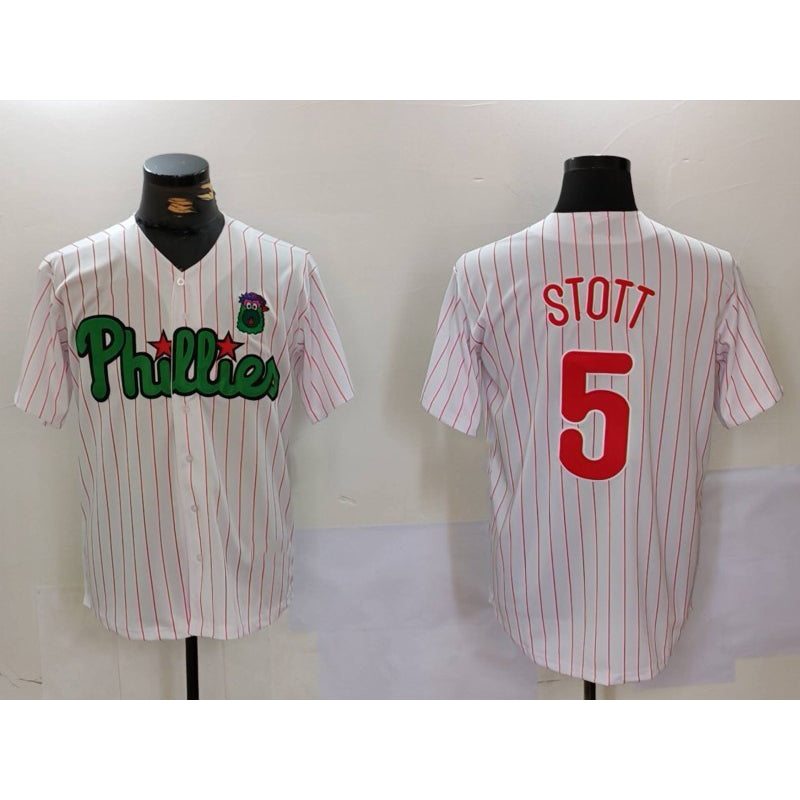 seanshop  Philadelphia Phillies #5 Bryson Stott White Green  Cool Base Stitched Jersey 2