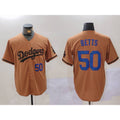 seanshop Los Angeles Dodgers #50 Mookie Betts Number Olive  Cool Base Limited Stitched Jerseys