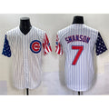 seanshop  Chicago Cubs #7 Dansby Swanson White  Pinstripe 2025 Independence Day Vapor Premier Limited Stitched Jersey