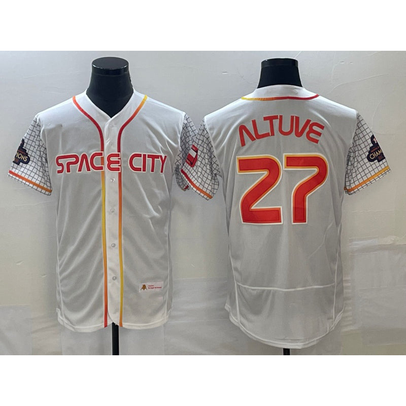 seanshop Houston Astros #27 Jose Altuve Number White  2023 City Connect Flex Base Stitched Jersey 3