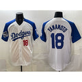 seanshop Los Angeles Dodgers #18 Yoshinobu Yamamoto White Royal  2025 World Series Champions Patch Limited Stitched Jersey