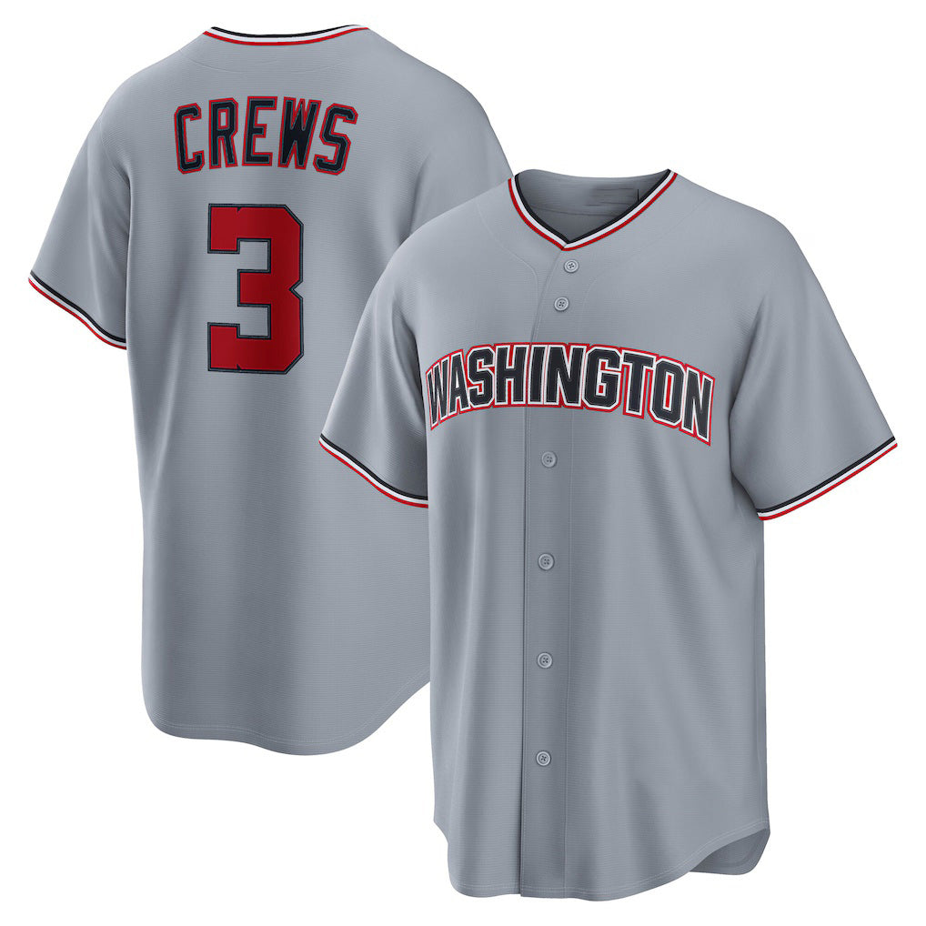 seanshop   Washington Nationals #3 Dylan Crews Gray  Road Replica Jersey