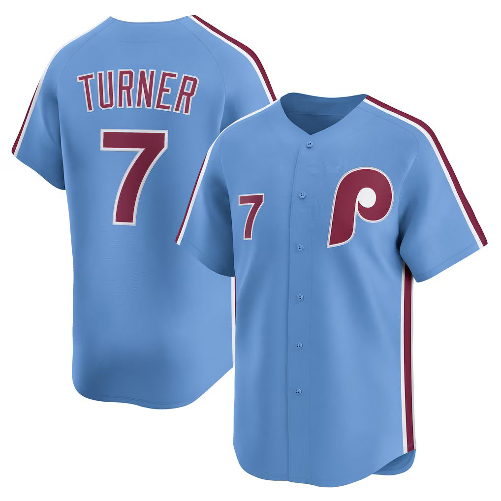 seanshop  Philadelphia Phillies #7 Trea Turner Light Blue  Alternate Limited Player Jersey
