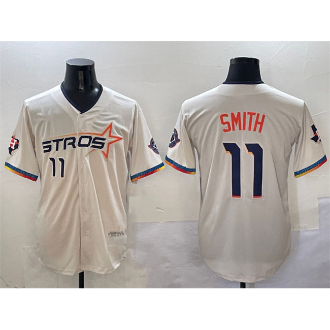 seanshop Houston Astros #11 Cam Smith Cream  2025 City Connect With Texas Patch Limited Stitched Jersey
