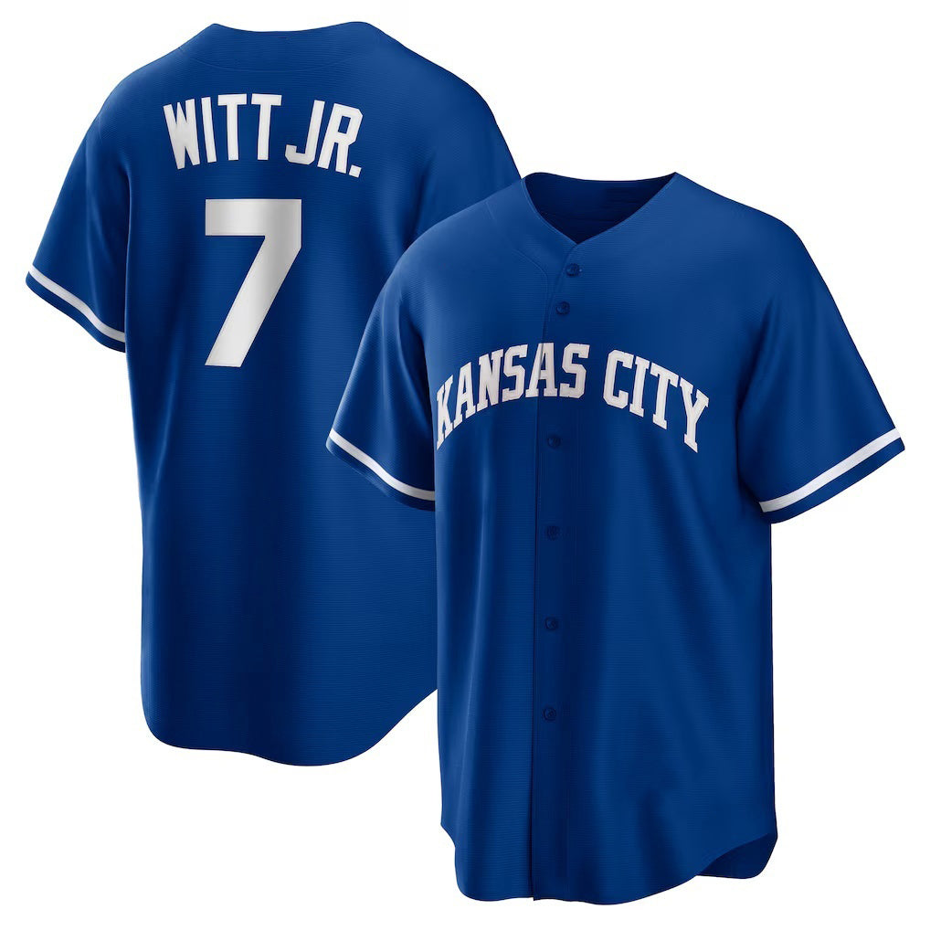 seanshop  Kansas City Royals #7 Bobby Witt Jr. Rush Blue  Alternate 2 Replica Jersey
