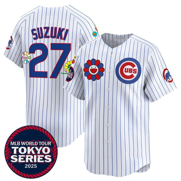 seanshop  Chicago Cubs #27 Seiya Suzuki White  2025 Tokyo Series Limited Stitched Jersey