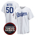 seanshop Los Angeles Dodgers #50 Mookie Betts White  2025 World Tour Tokyo Series Home Stitched Jersey