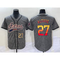 seanshop Houston Astros #27 Jose Altuve Number Grey  Gridiron Cool Base Stitched Jersey