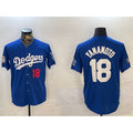 seanshop Los Angeles Dodgers #18 Yoshinobu Yamamoto Royal  2024 World Series Patch Alternate Limited Stitched Jersey