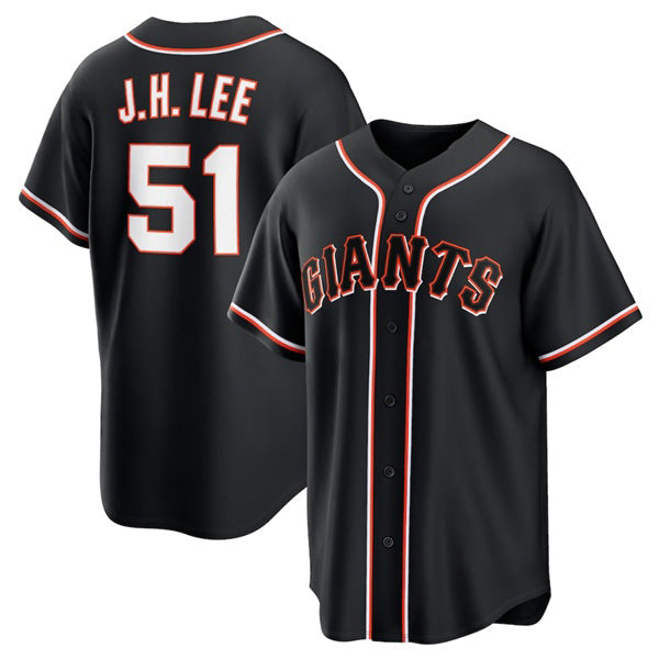 seanshop  San Francisco Giants #51 Jung Hoo Lee Black  Out Stitched Jersey