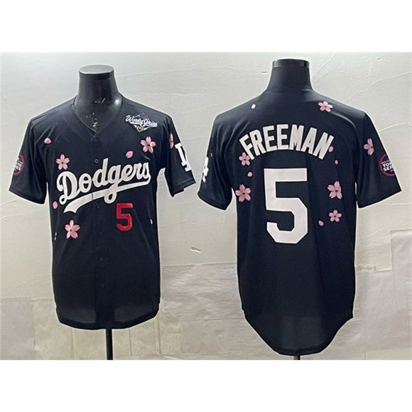 seanshop Los Angeles Dodgers #5 Freddie Freeman Black  2025 World Series Patch Tokyo Series Limited Stitched Jersey