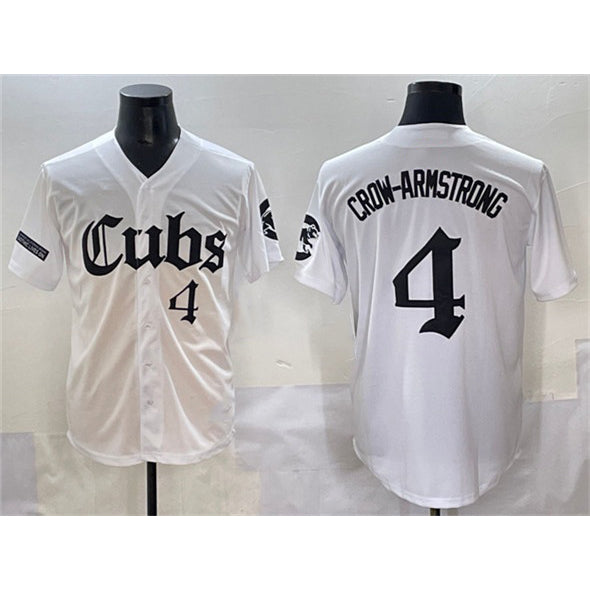 seanshop  Chicago Cubs #4 Pete Crow-Armstrong White  'Gothic North Side Edition' Vapor Premier Limited Stitched Jersey