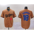 seanshop Los Angeles Dodgers #18 Yoshinobu Yamamoto Number Olive  Cool Base Limited Stitched Jersey 2