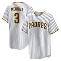 seanshop  San Diego Padres #3 Jackson Merrill White  Home Replica Jersey