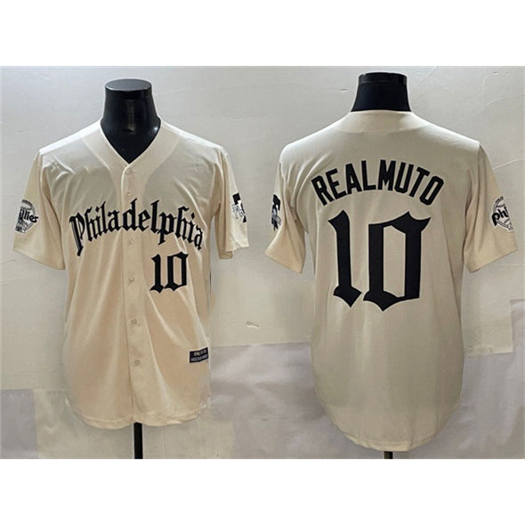 seanshop  Philadelphia Phillies #10 J.T. Realmuto Cream  Gothic Vapor Limited Stitched Jersey