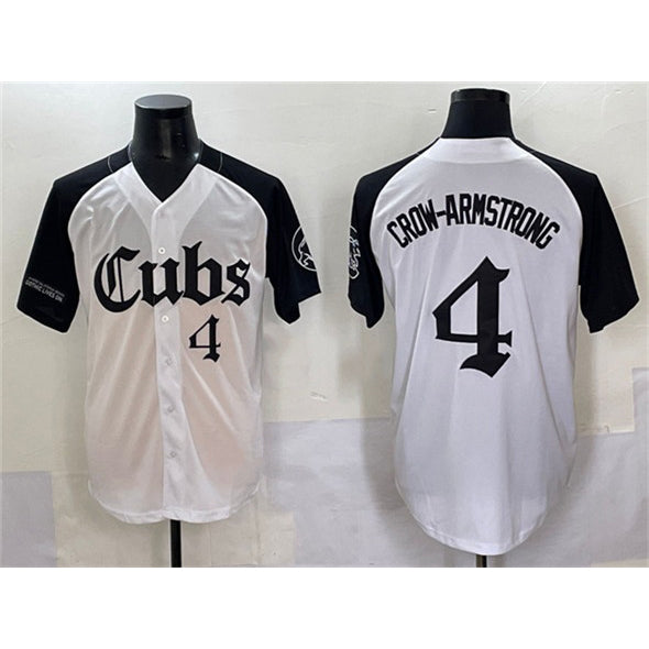 seanshop  Chicago Cubs #4 Pete Crow-Armstrong White  Black 'Gothic North Side Edition' Vapor Premier Limited Stitched Jersey