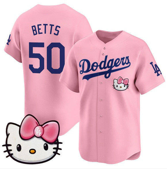 seanshop Los Angeles Dodgers #50 Mookie Betts Pink  2025 Hello Kitty Vapor Limited Stitched Jersey