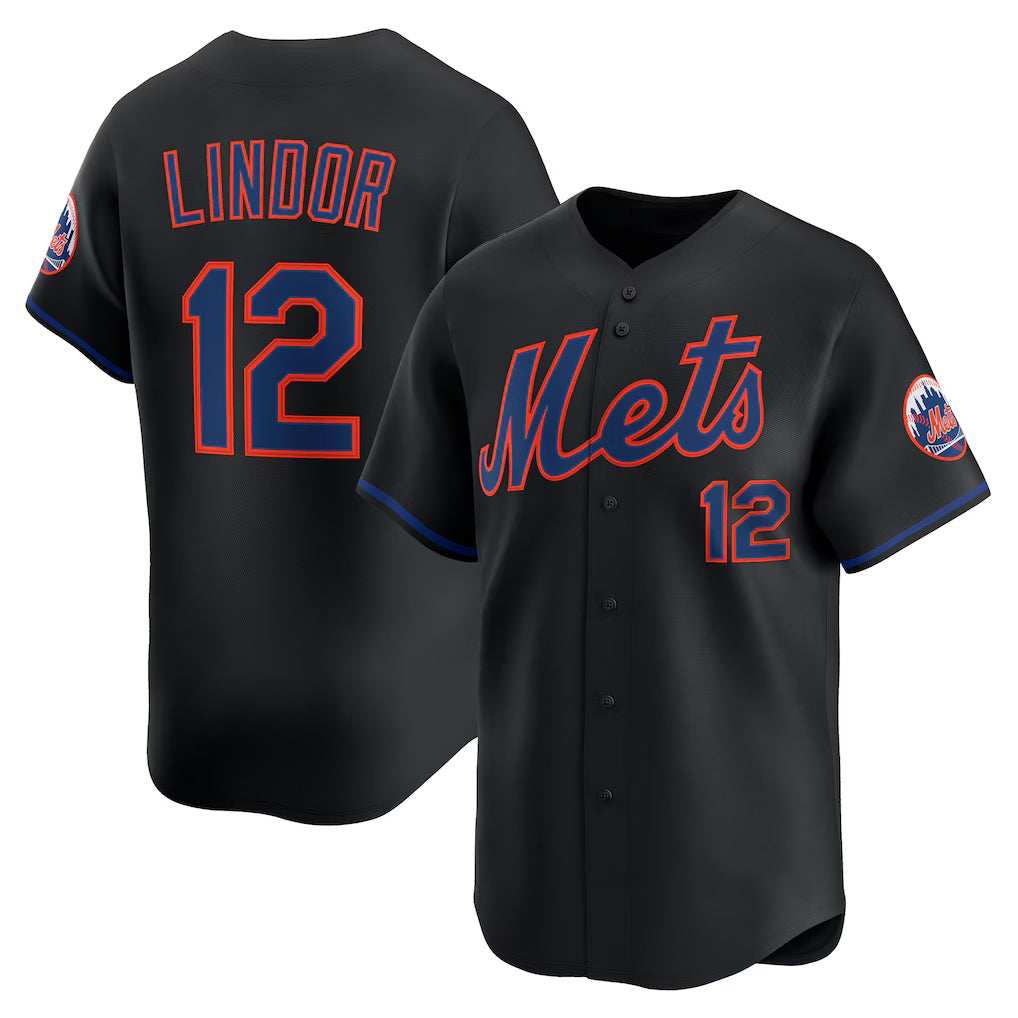 seanshop  New York Mets #12 Francisco Lindor Black  Alternate Limited Jersey