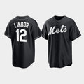 seanshop  New York Mets #12 Francisco Lindor Black  Cool Base Stitched Jersey