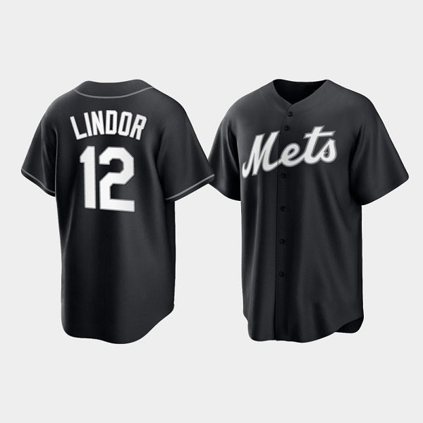 seanshop  New York Mets #12 Francisco Lindor Black  Cool Base Stitched Jersey