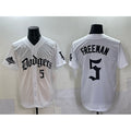 seanshop Los Angeles Dodgers #5 Freddie Freeman White  2025 LA Gothic Style With 2024 World Series Champions Patch Vapor Premier Limited Stitched Jersey