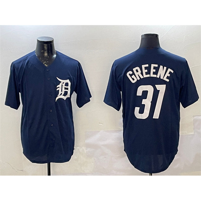 seanshop Detroit Tigers #31 Riley Greene Navy  Cool Base Stitched Jersey
