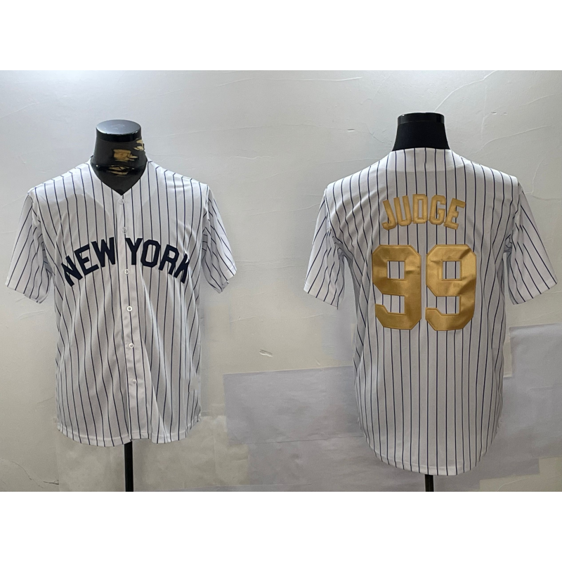 seanshop  New York Yankees #99 Aaron Judge White  Pinstripe Fashion Cool Base Jersey 2