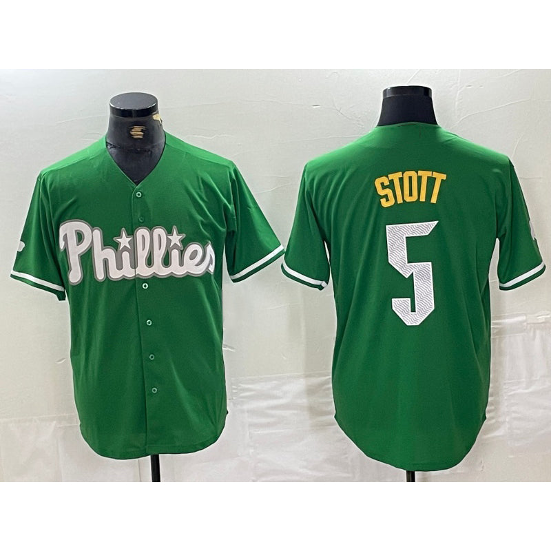 seanshop  Philadelphia Phillies #5 Bryson Stott Green  2024 City Connect Stitched Jersey