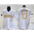 seanshop  San Diego Padres #13 Manny Machado Number White  2022 All Star Stitched Cool Base Jersey