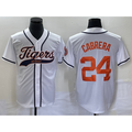 seanshop Detroit Tigers #24 Miguel Cabrera White  Cool Base Stitched Jersey
